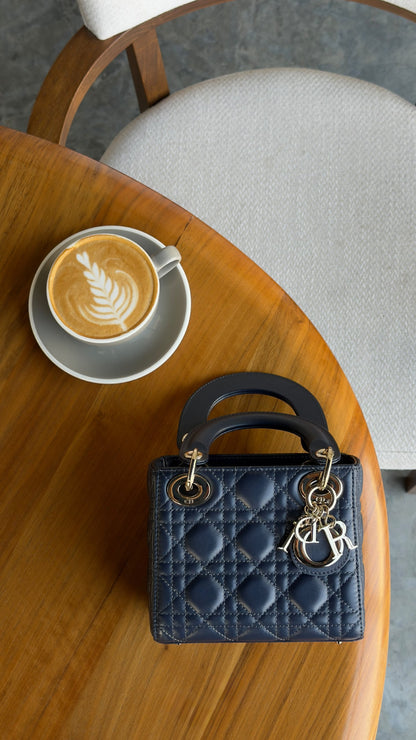 Dior Lady Dior Handbag - Navy