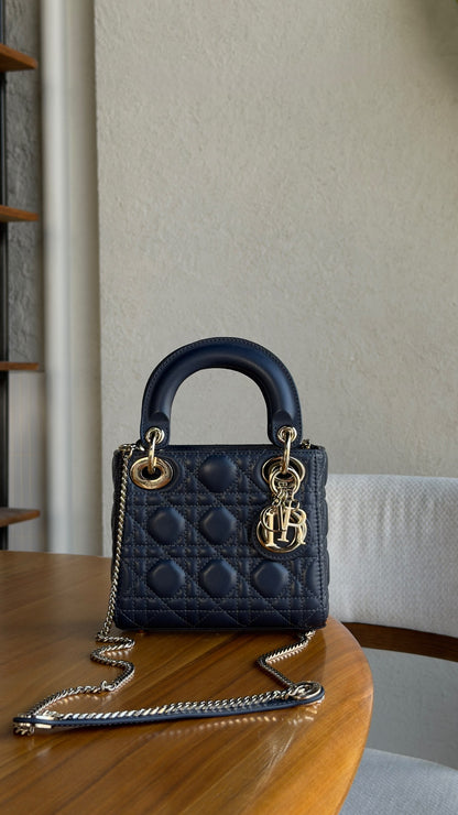 Dior Lady Dior Handbag - Navy
