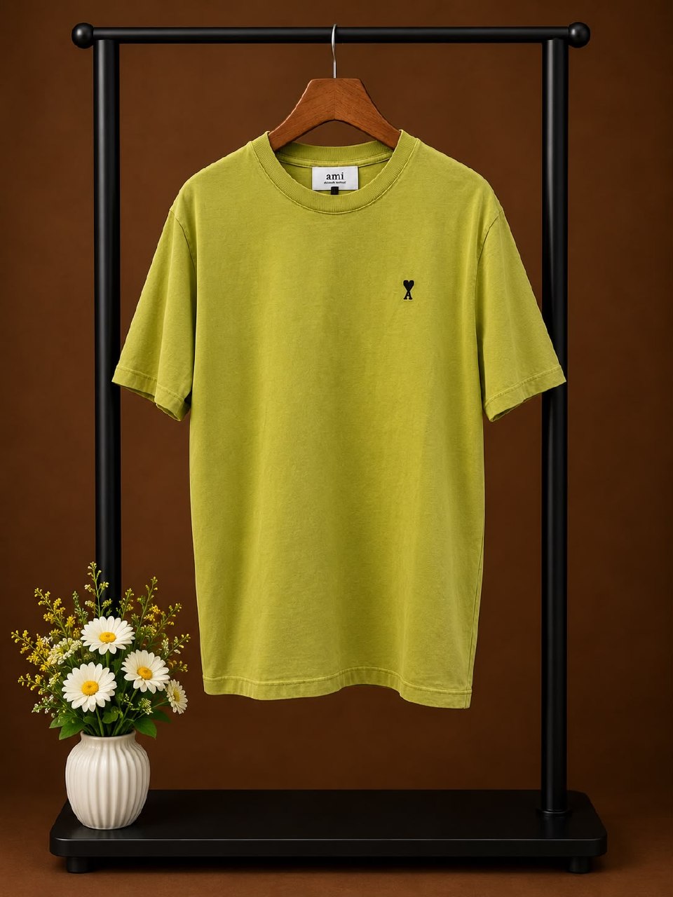 AMI Paris T-Shirt Embroidered Heart - Green