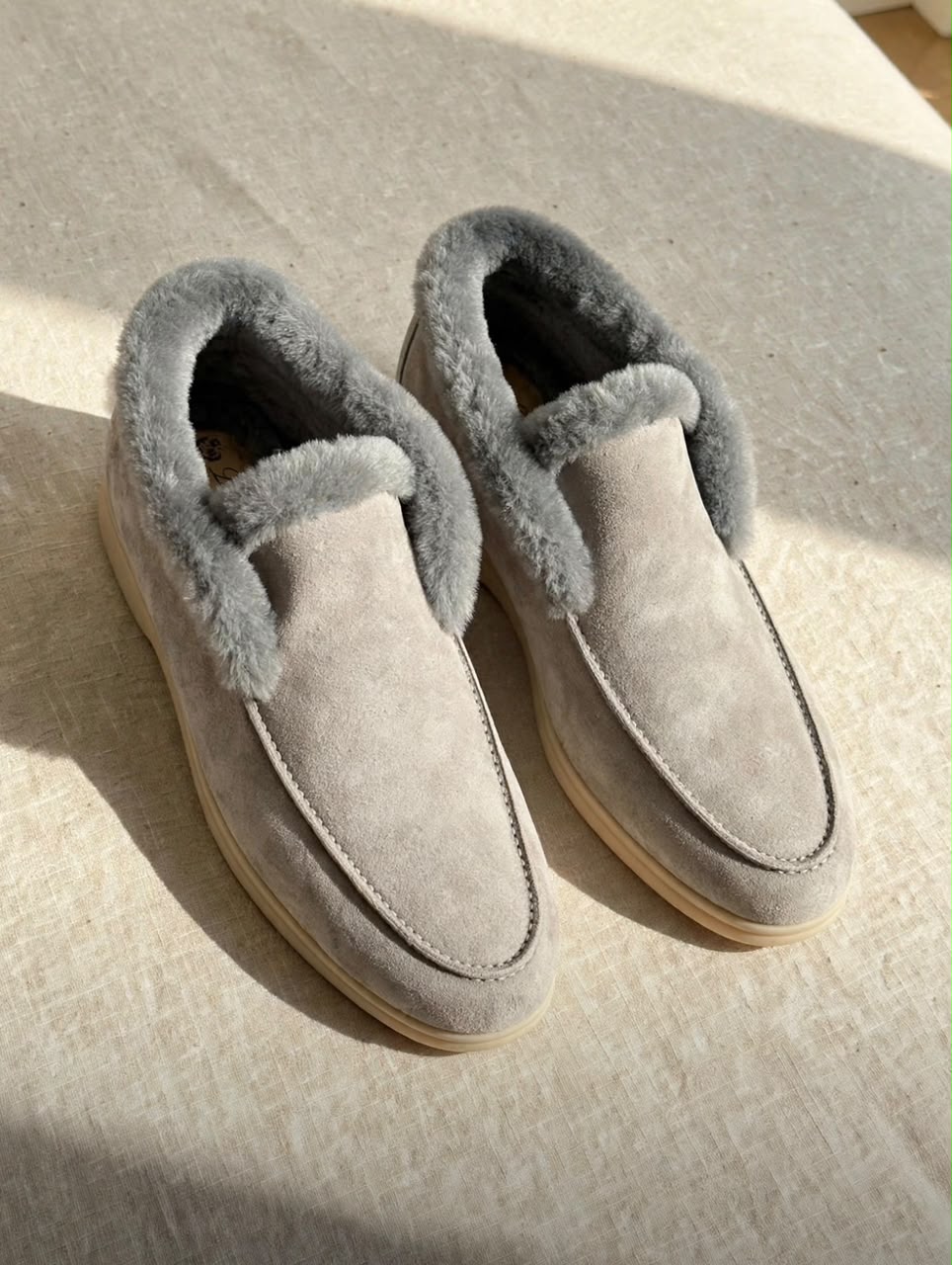 Loro Piana High-Collar Loafers - Grey