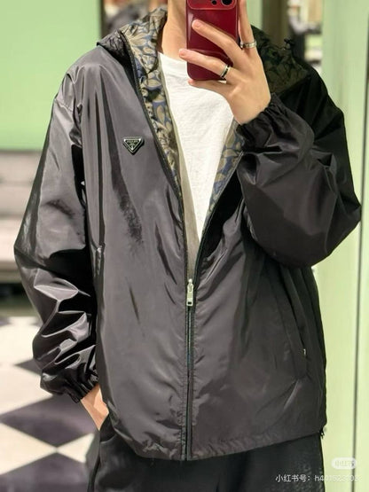 Prada Reversible Nylon Jacket - Black Dark Blue Green