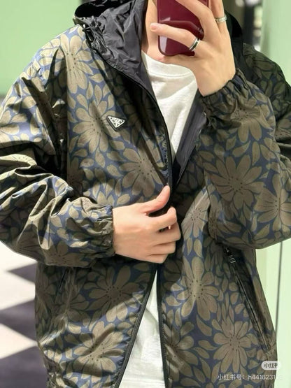 Prada Reversible Nylon Jacket - Black Dark Blue Green
