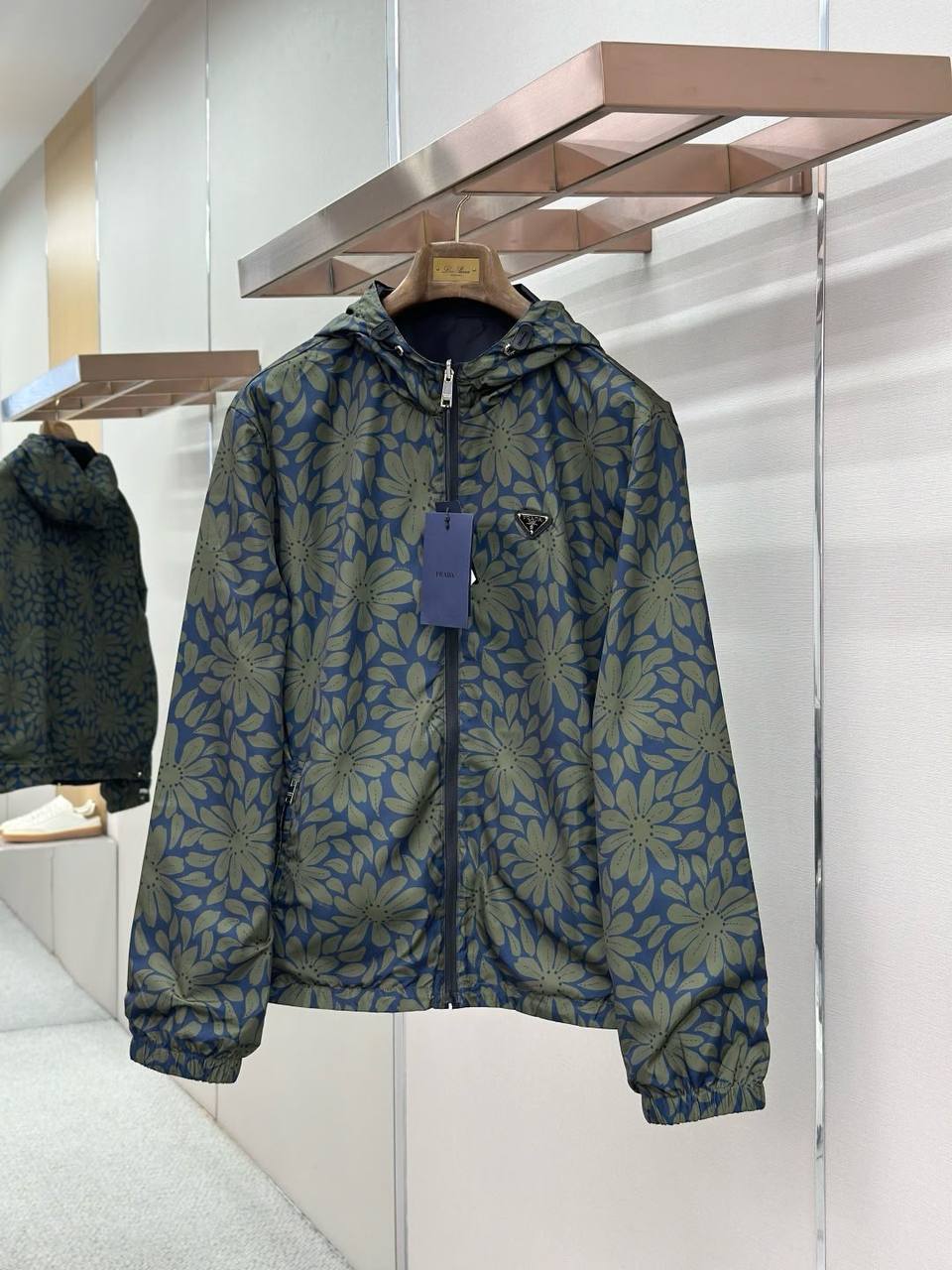 Prada Reversible Nylon Jacket - Black Dark Blue Green
