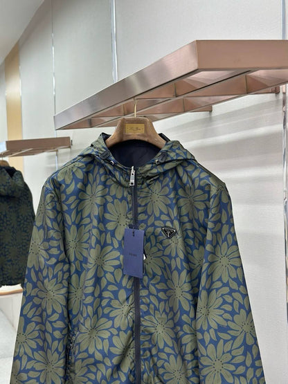 Prada Reversible Nylon Jacket - Black Dark Blue Green