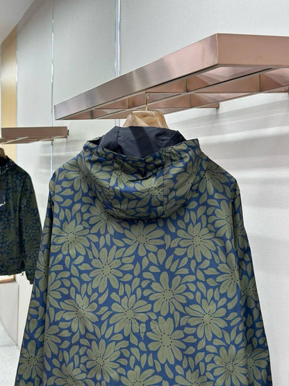 Prada Reversible Nylon Jacket - Black Dark Blue Green