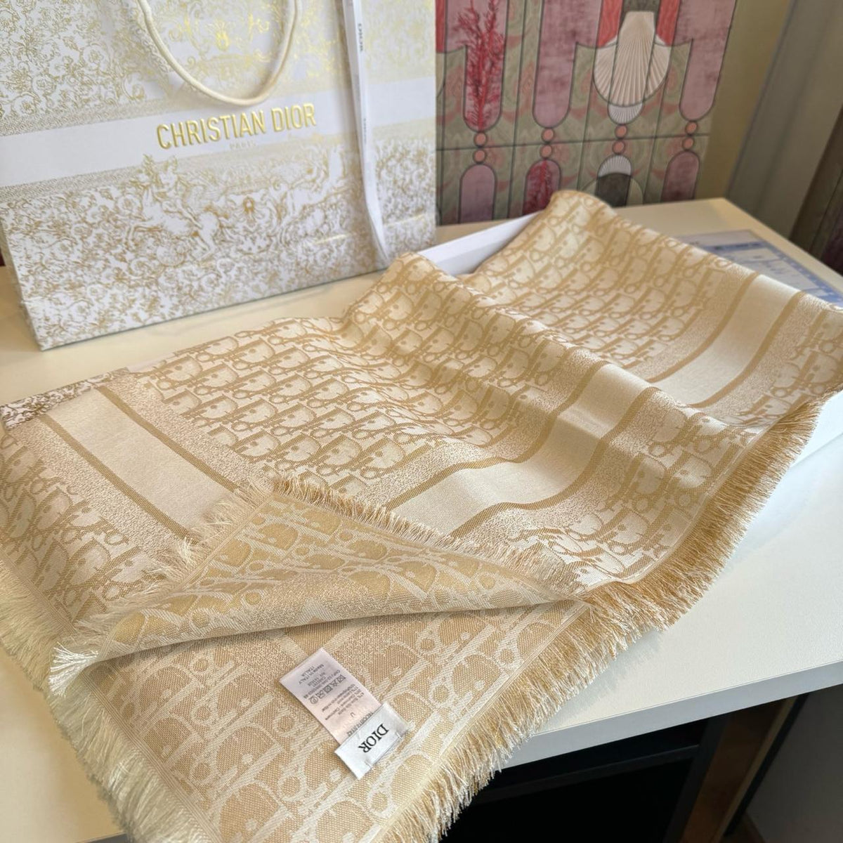 Dior Scarf - Beige Monogram