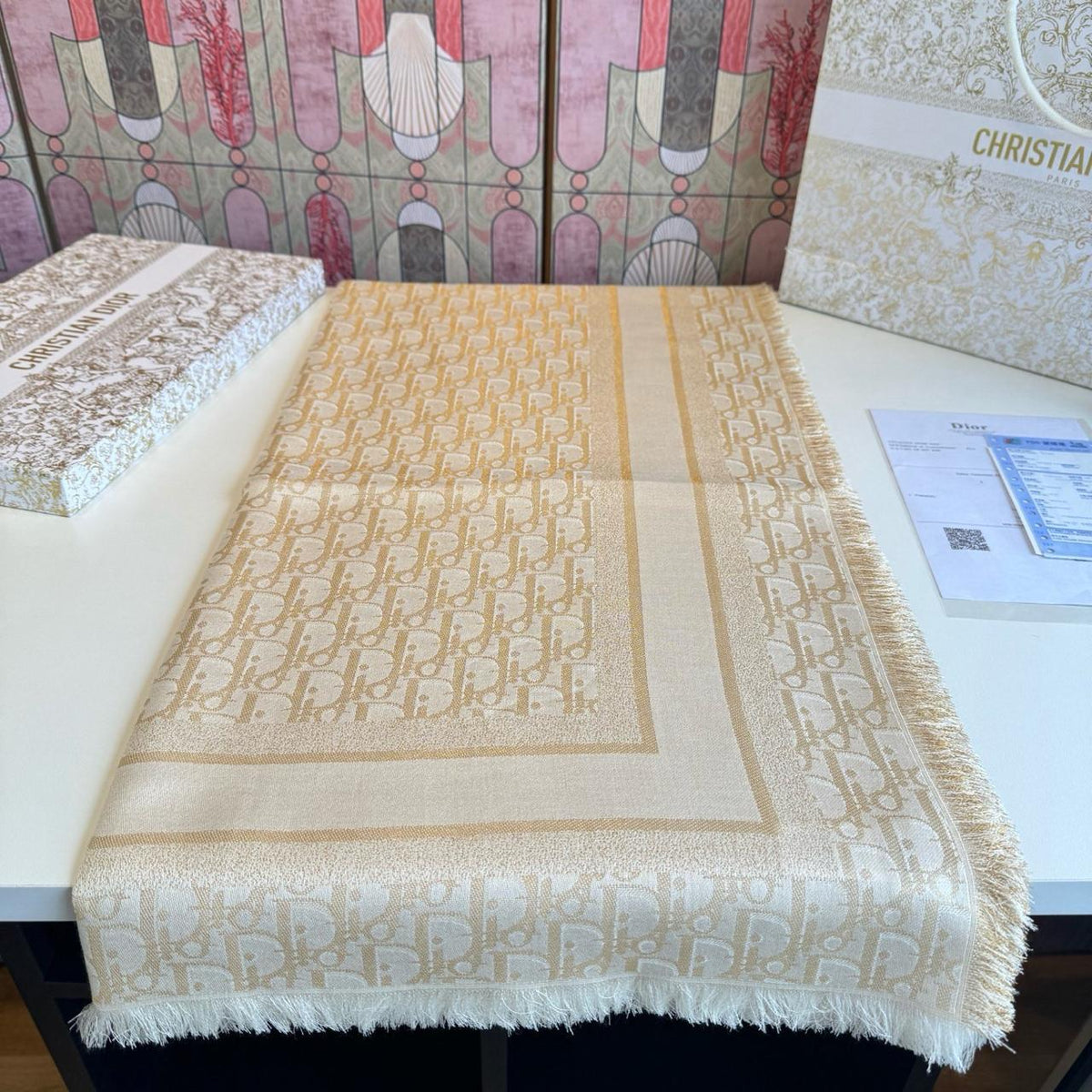 Dior Scarf - Beige Monogram
