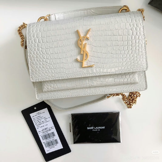 Saint Laurent Shoulder Bag - White Embossed