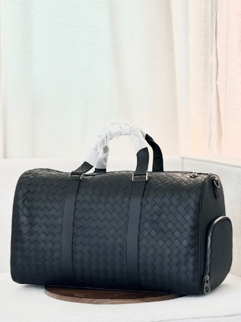 Bottega Veneta Duffle Bag Cylinder Shape - Black