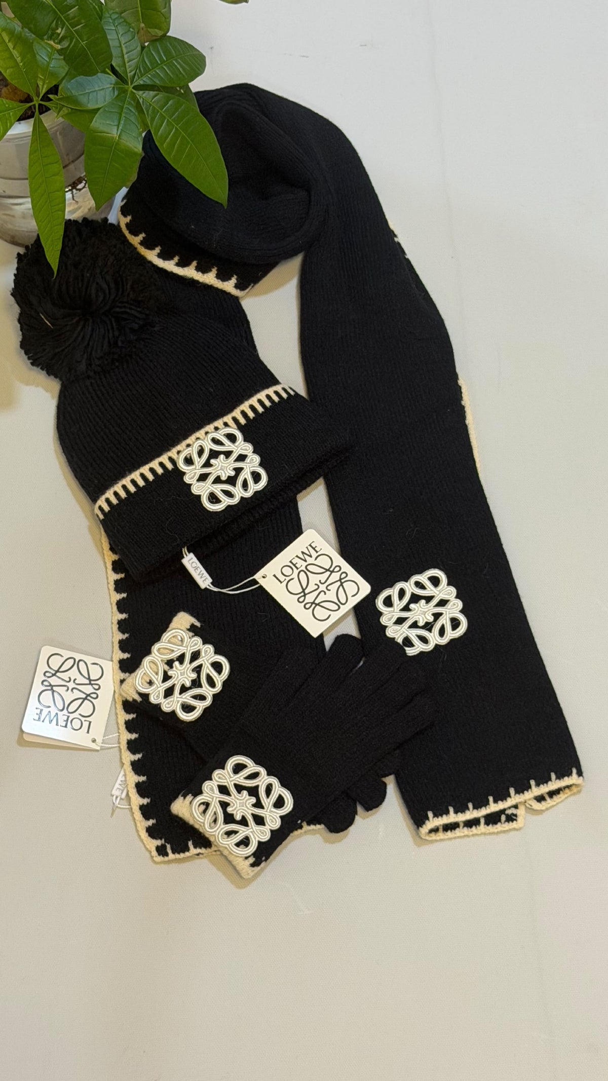 Loewe Scarf & Beanie - Black