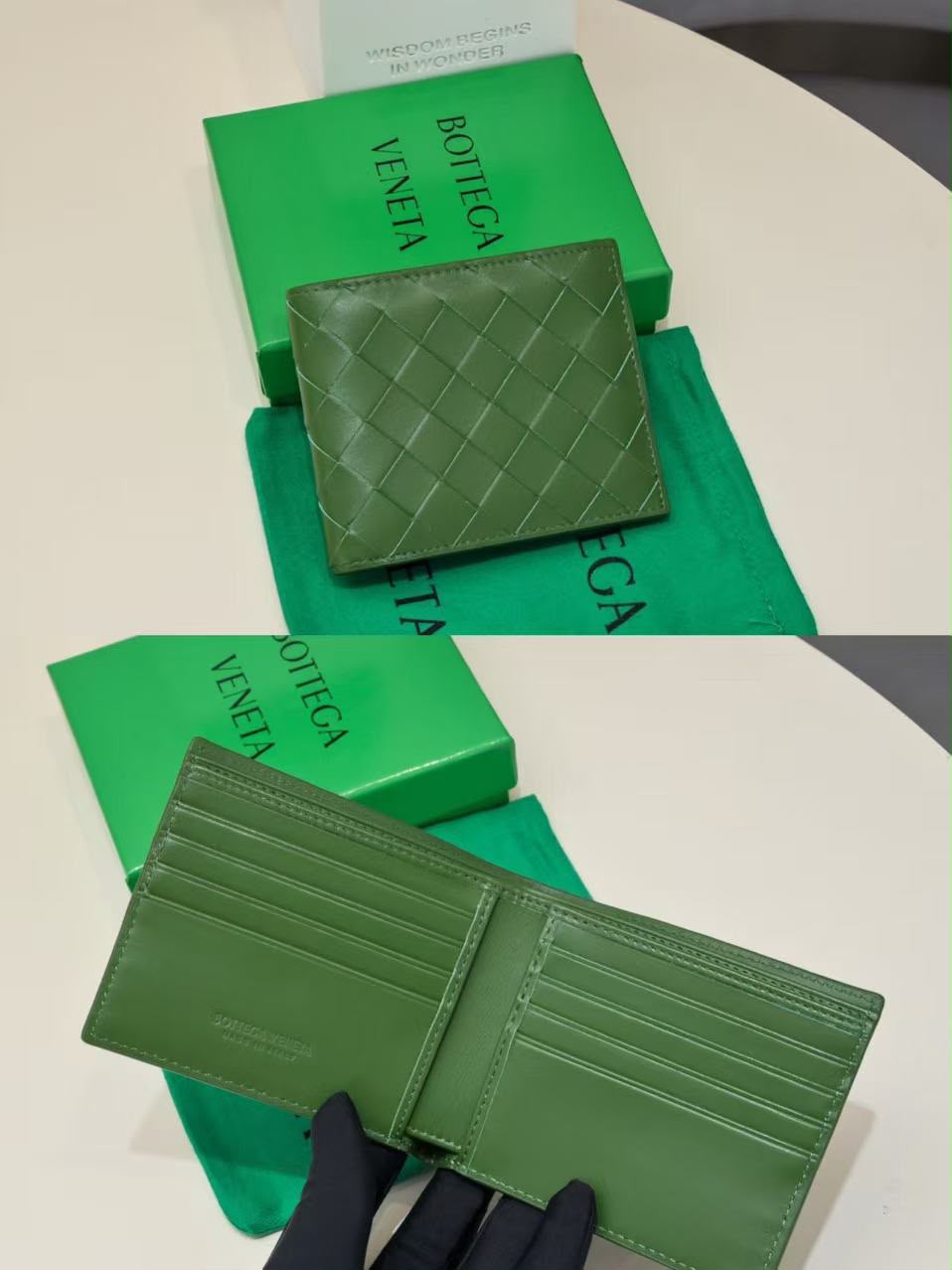 Bottega Veneta Large-Weave Wallet - Green
