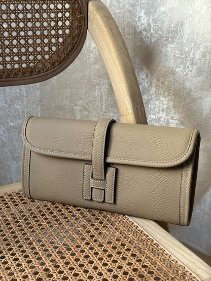 Hermès H-Detail Clutch - Green, Beige, White