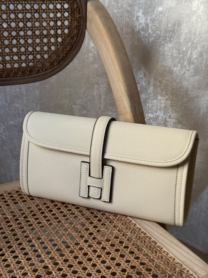 Hermès H-Detail Clutch - Green, Beige, White