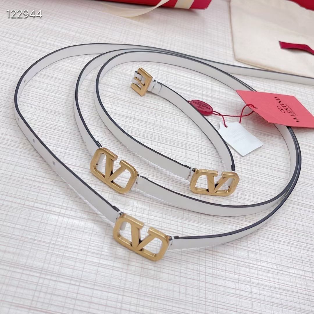 Valentino Logo Buckle Belt - White
