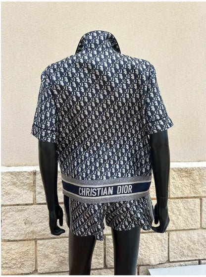 Dior Short-Sleeve Shorts Set - Navy Monogram