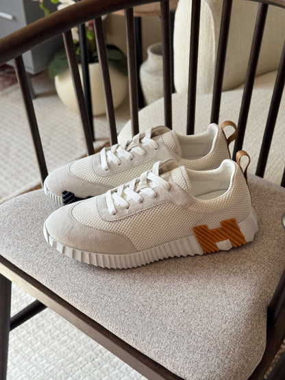 Hermès Bouncing Grid-Panel Sneakers - White