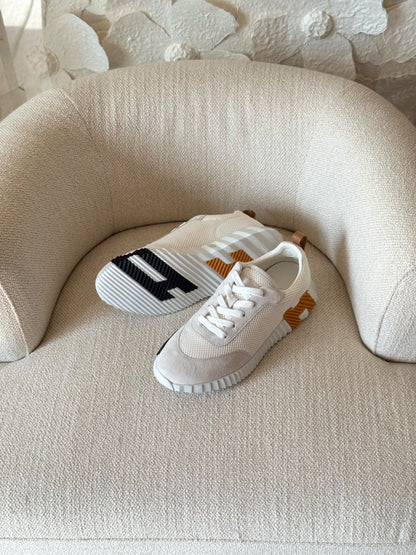 Hermès Bouncing Grid-Panel Sneakers - White