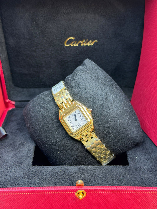 Cartier Watch Plain Bezel Gold Bracelet - 