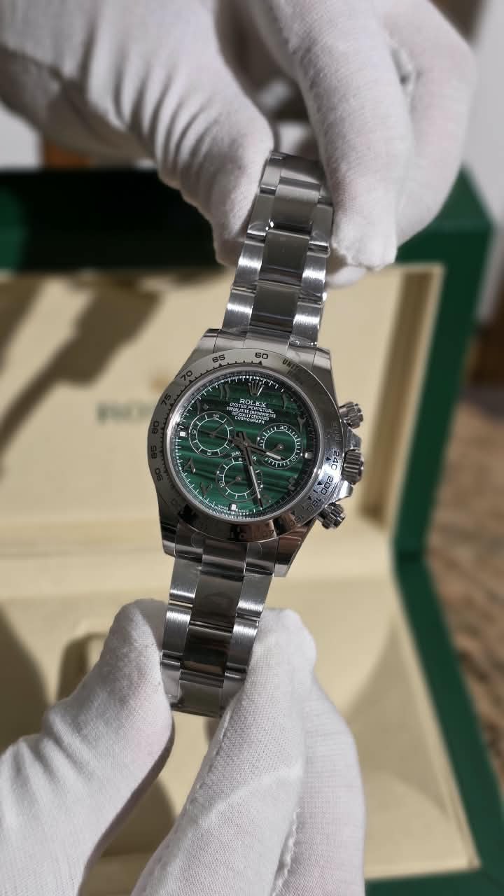 Rolex Watch - Silver & Green