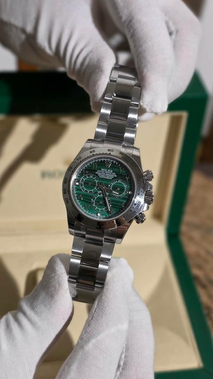 Rolex Watch - Silver & Green