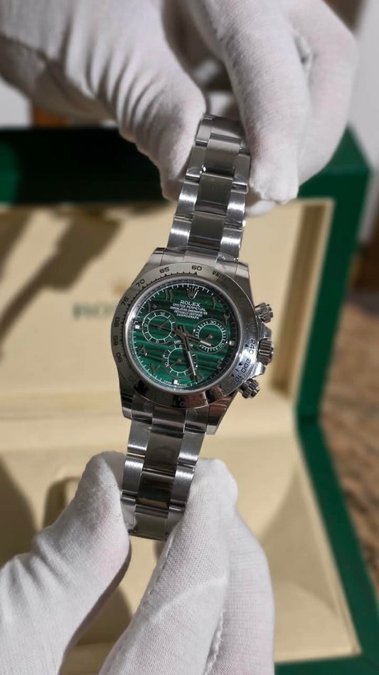 Rolex Watch - Silver & Green