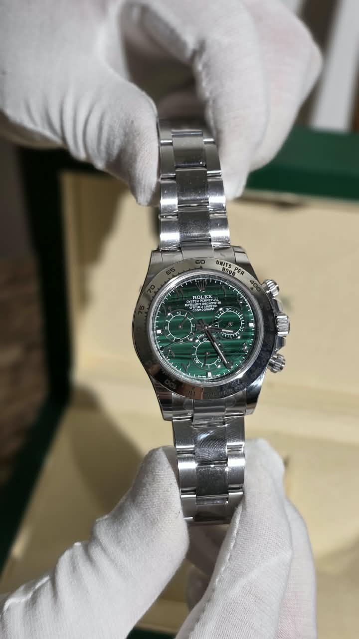 Rolex Watch - Silver & Green