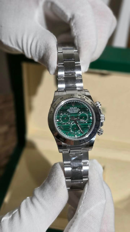 Rolex Watch - Silver & Green