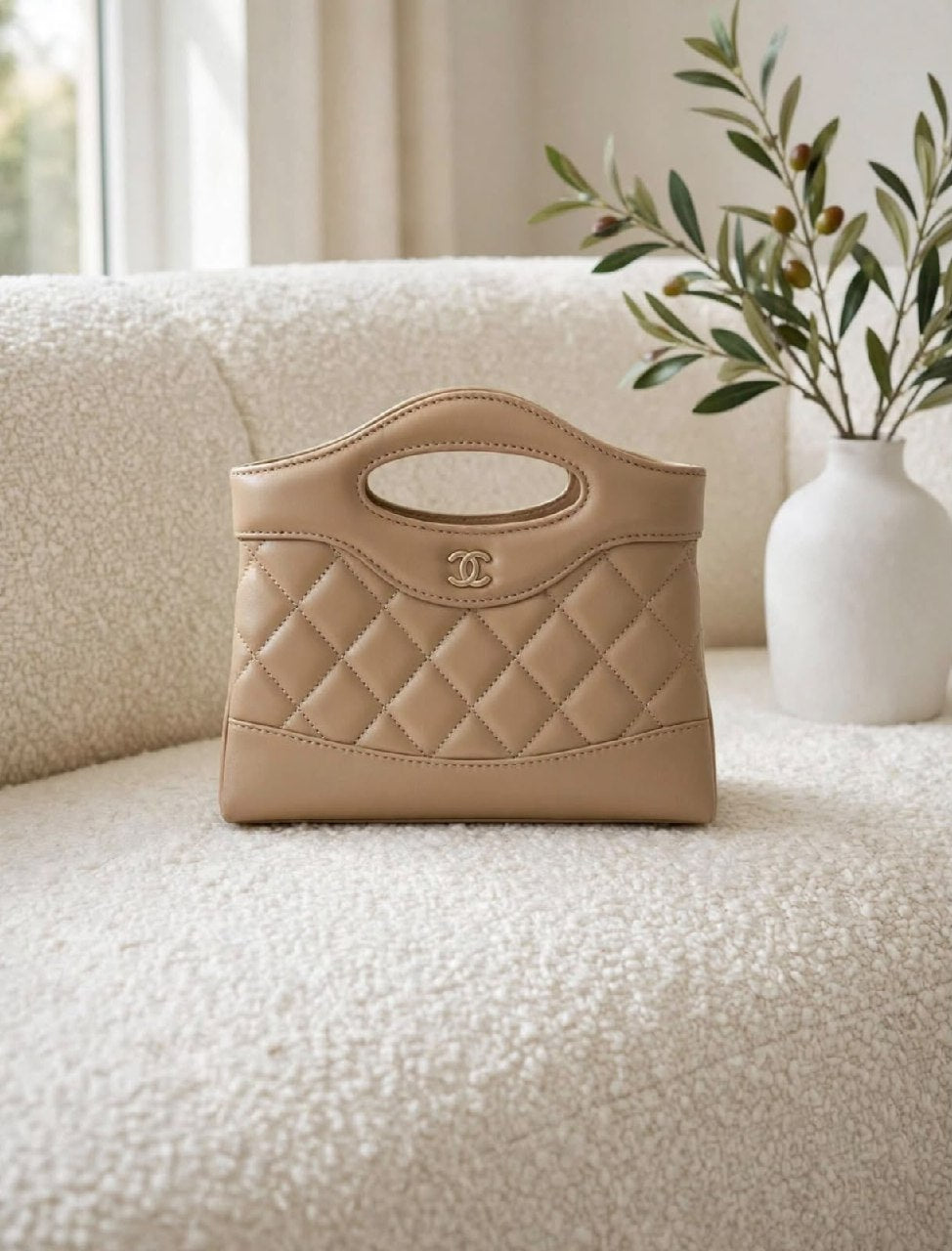 Chanel Handbag (Quilted Panel) - Beige