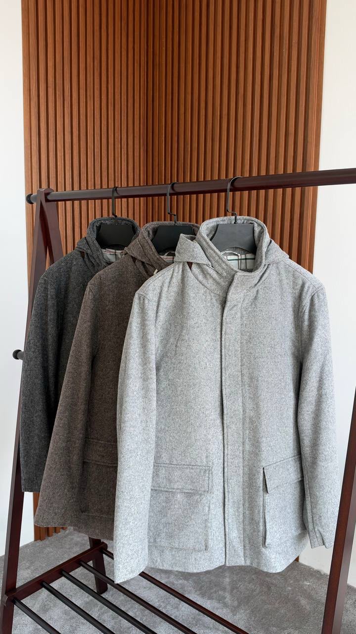 Loro Piana Hooded Coat - Grey, Brown, Dark Grey