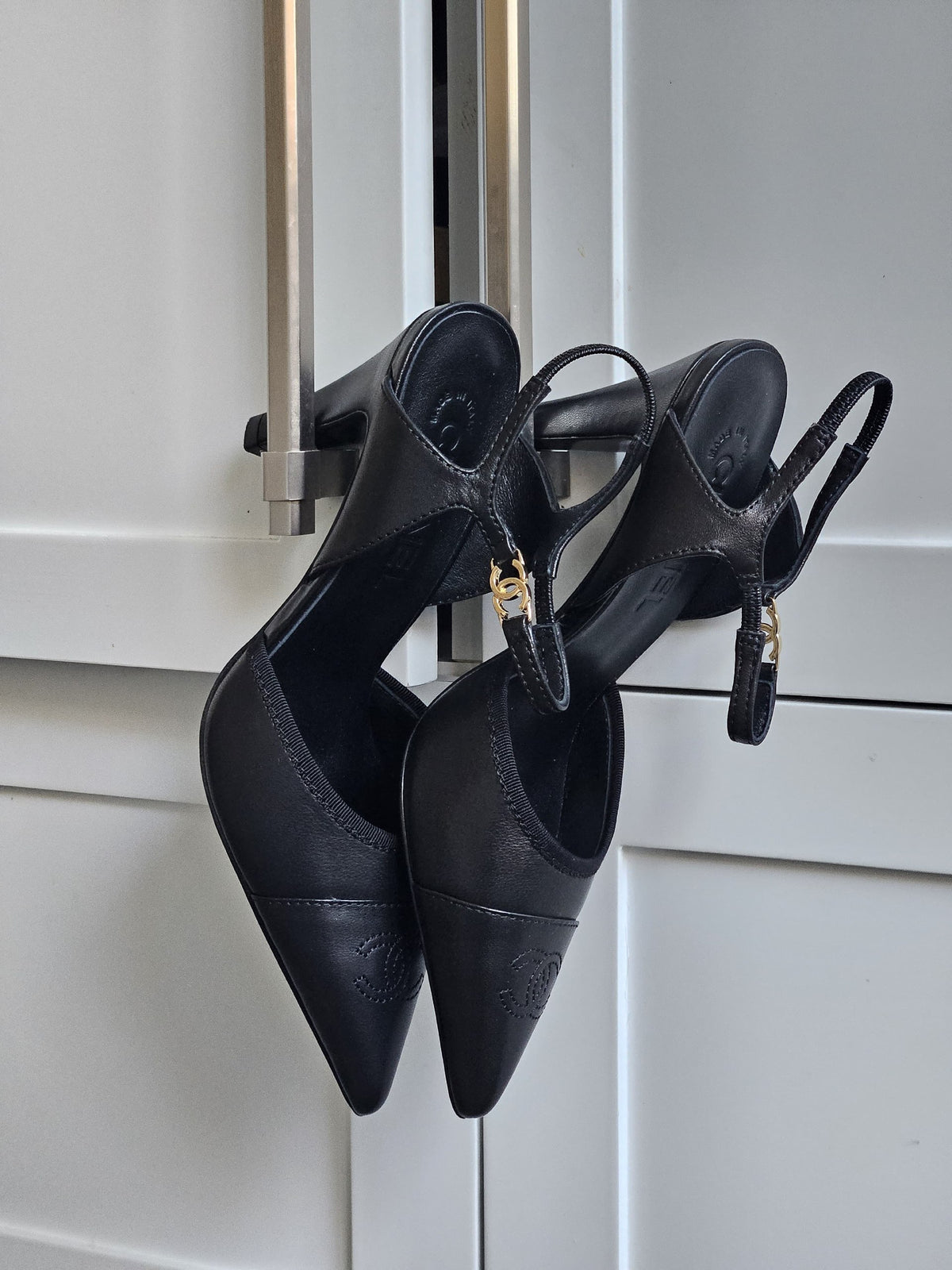 Chanel Pointed Slingback Heels - Black