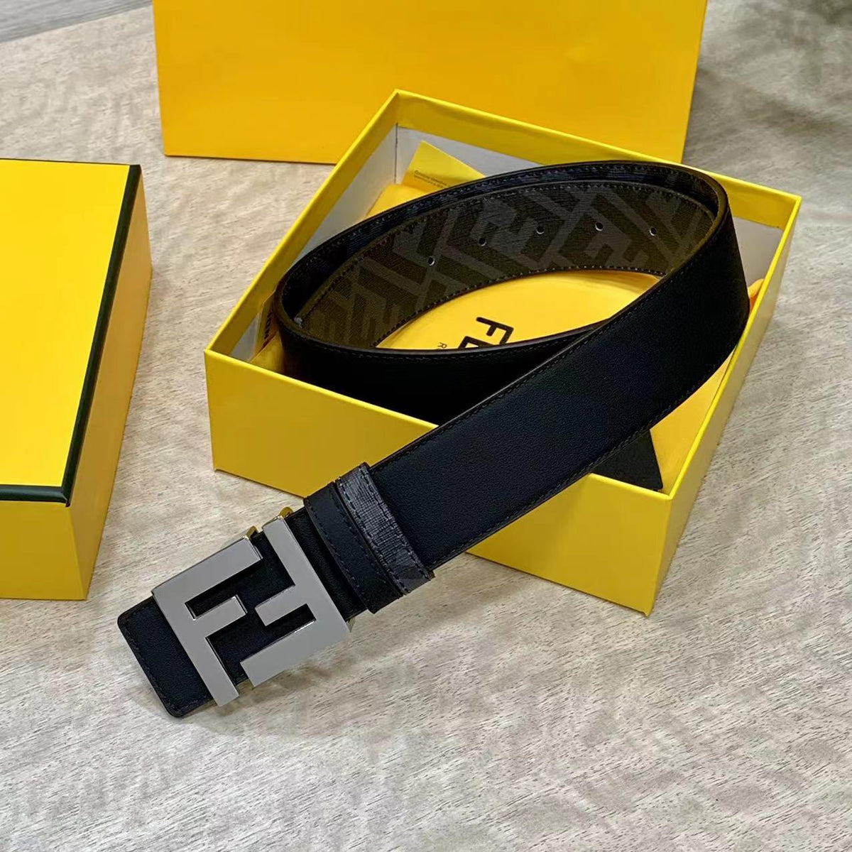 Fendi Square Buckle Belt - Black
