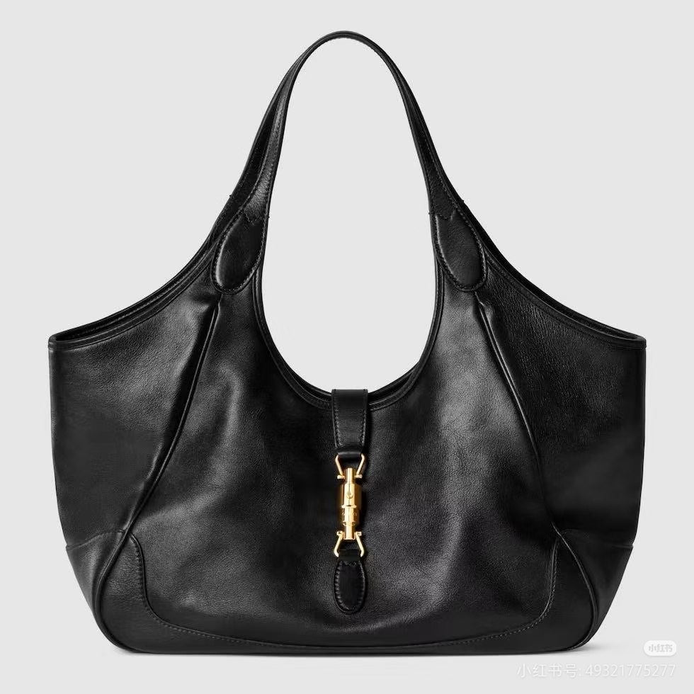 Gucci Horsebit Front Strap Shoulder Bag - Black