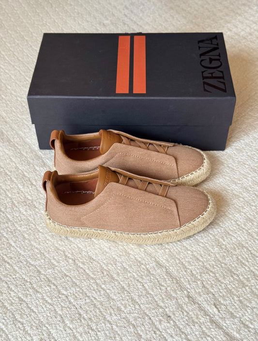 Zegna Espadrille Elastic-Panel Sneakers - Beige