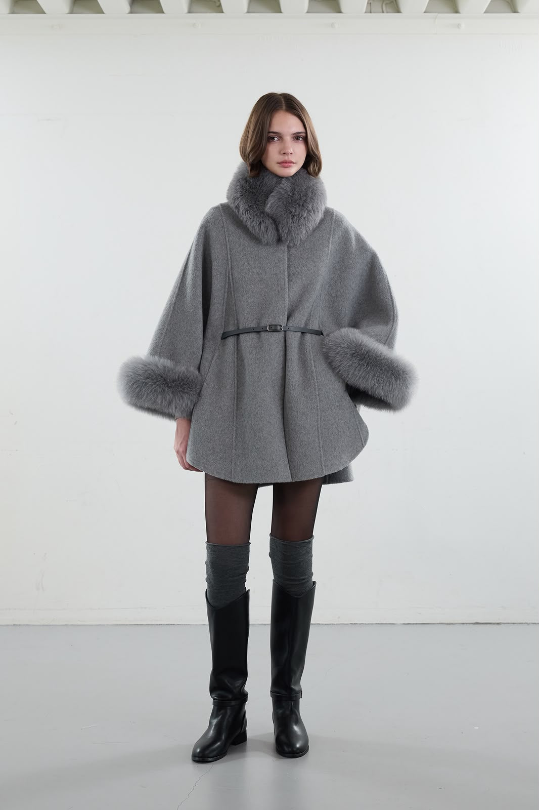 Loro Piana Belted Cape Coat - Grey