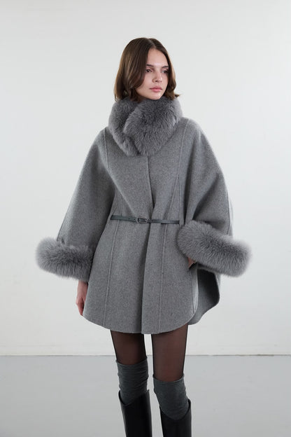 Loro Piana Belted Cape Coat - Grey