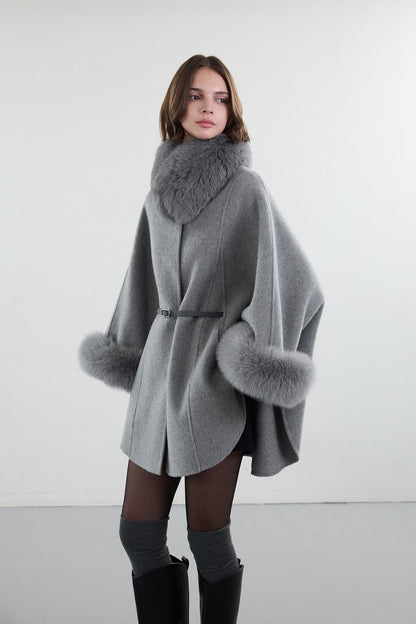 Loro Piana Belted Cape Coat - Grey