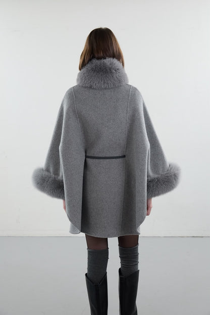 Loro Piana Belted Cape Coat - Grey