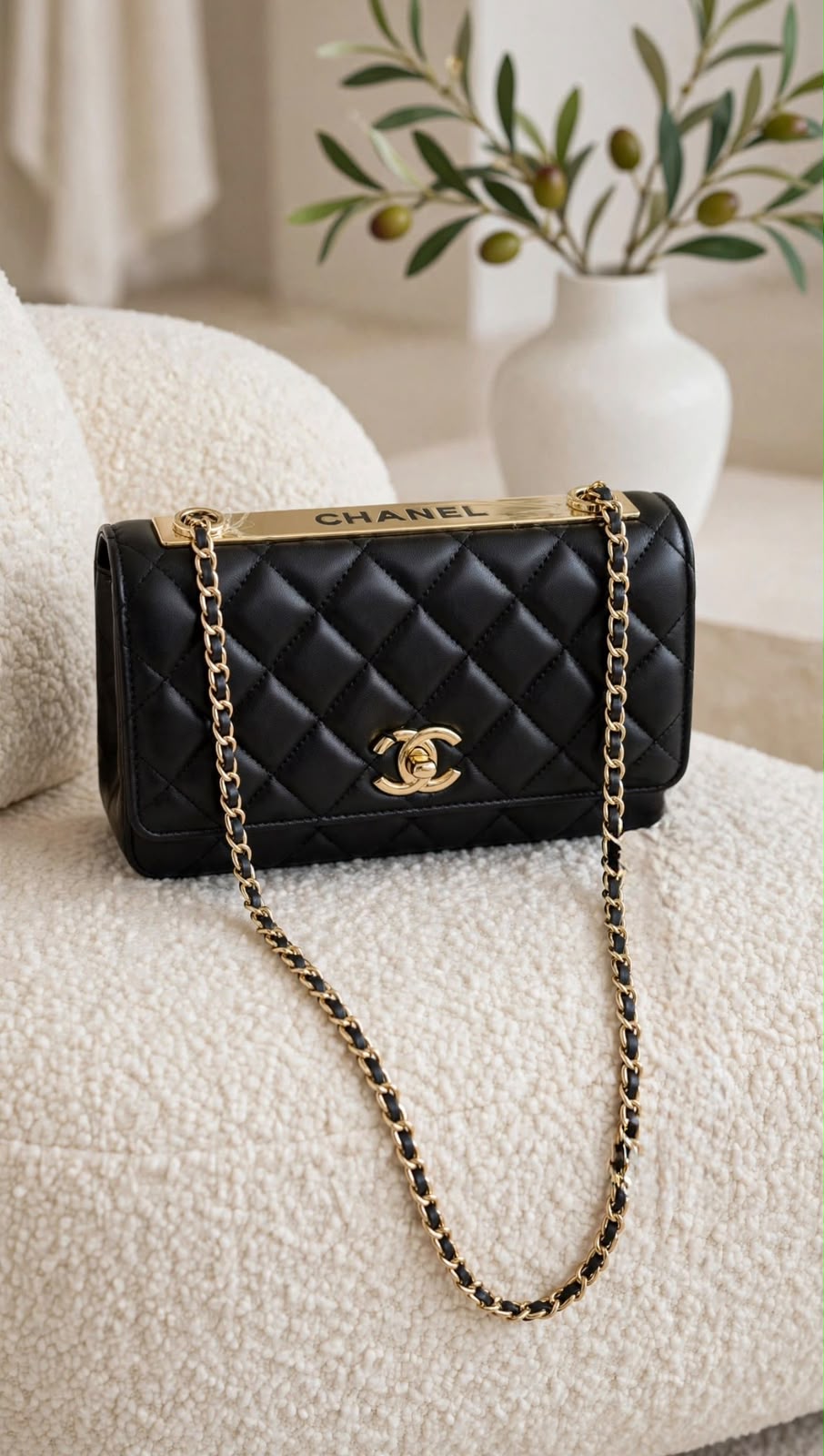 Chanel Shoulder Bag Top Bar - Black