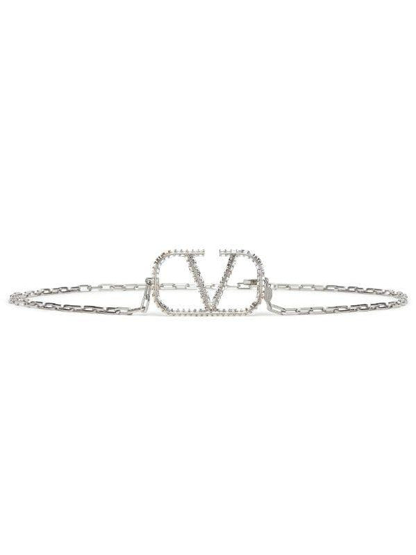 Valentino Crystal V Chain Belt - Silver, Gold