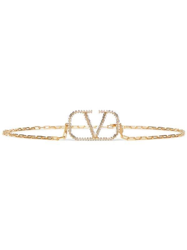Valentino Crystal V Chain Belt - Silver, Gold