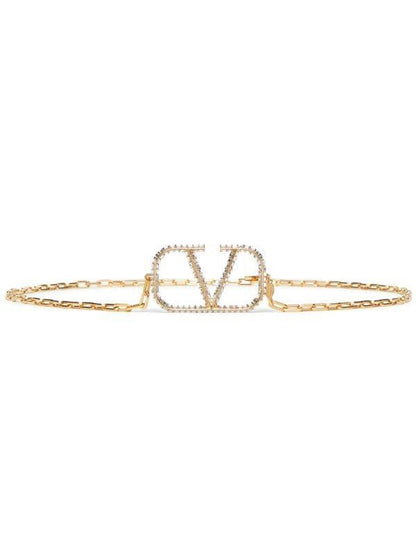Valentino Crystal V Chain Belt - Silver, Gold