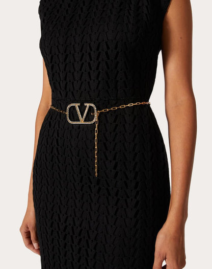 Valentino Crystal V Chain Belt - Silver, Gold