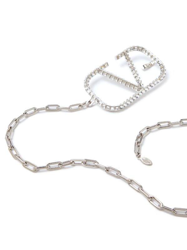 Valentino Crystal V Chain Belt - Silver, Gold
