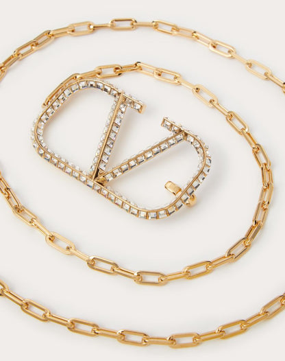 Valentino Crystal V Chain Belt - Silver, Gold