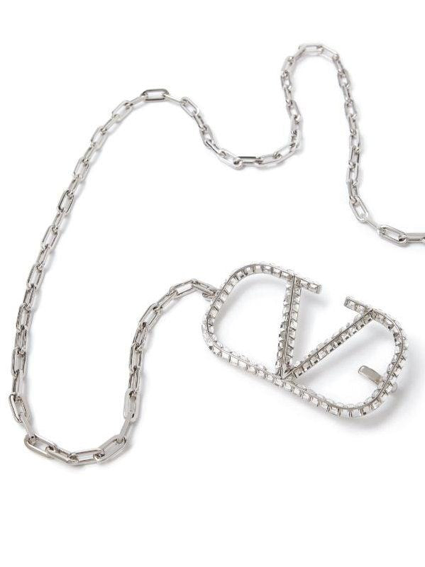 Valentino Crystal V Chain Belt - Silver, Gold