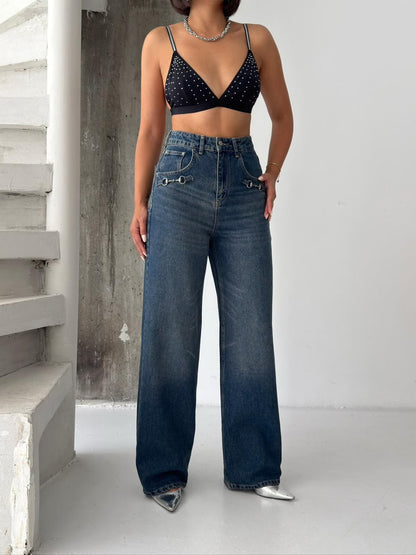Gucci Wide-Leg Jeans Pants - Blue