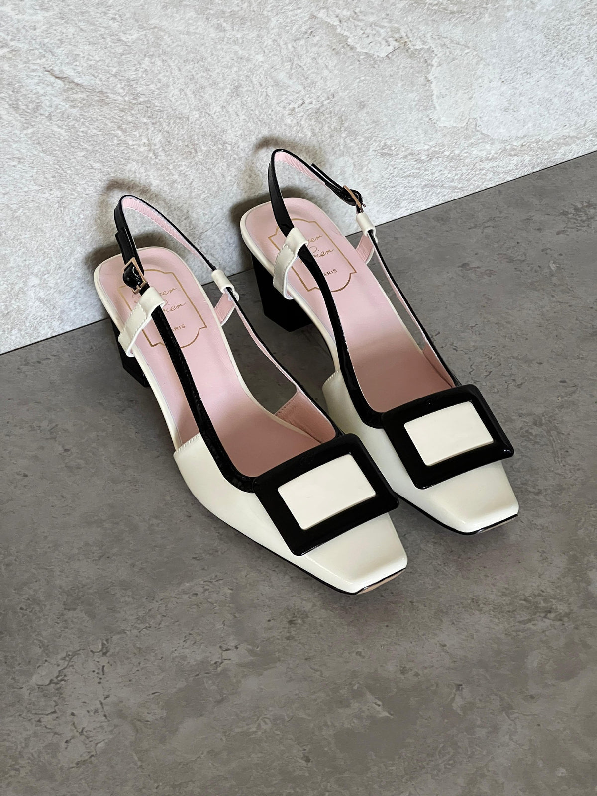 Roger Vivier Square-Toe Heels - White & Black