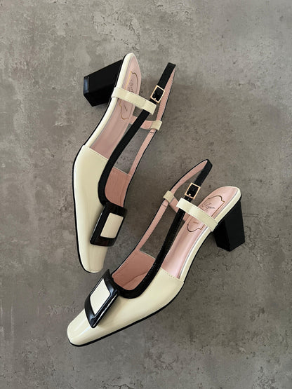 Roger Vivier Square-Toe Heels - White & Black