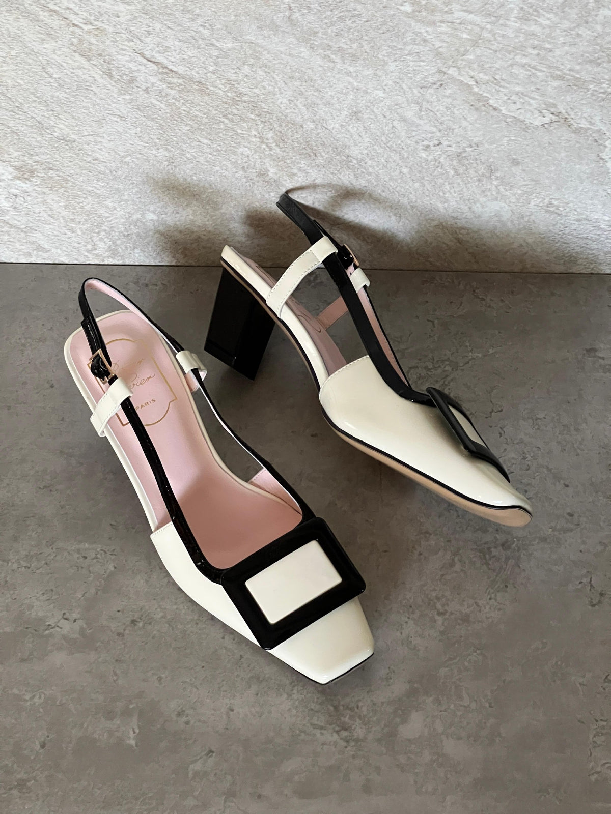 Roger Vivier Square-Toe Heels - White & Black