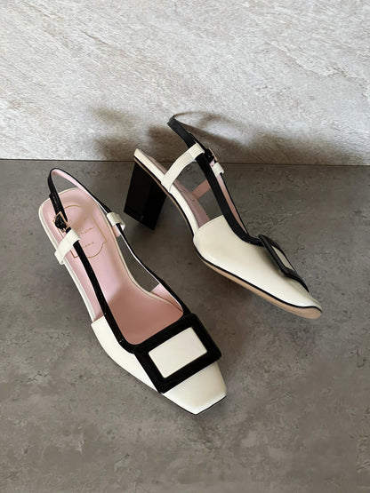 Roger Vivier Square-Toe Heels - White & Black